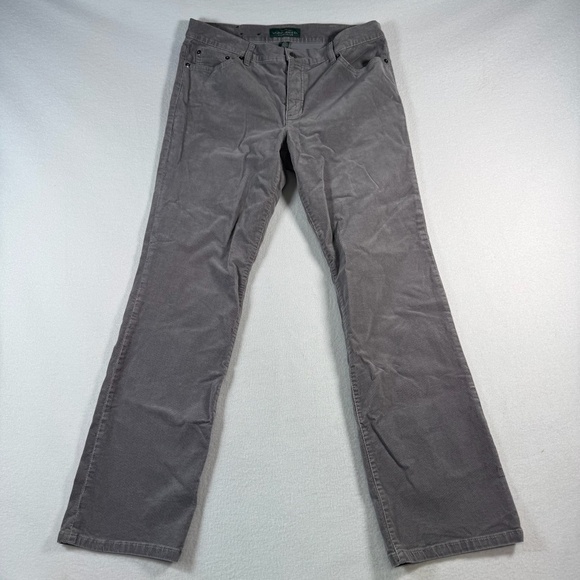 Lauren Ralph Lauren Jeans Womens 12 Gray Straight Corduroy Mid Rise Stretch - Picture 1 of 11